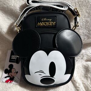 Primark Disney Mickey Mouse 3D Black Phone Holder Crossbody Bag: NWT